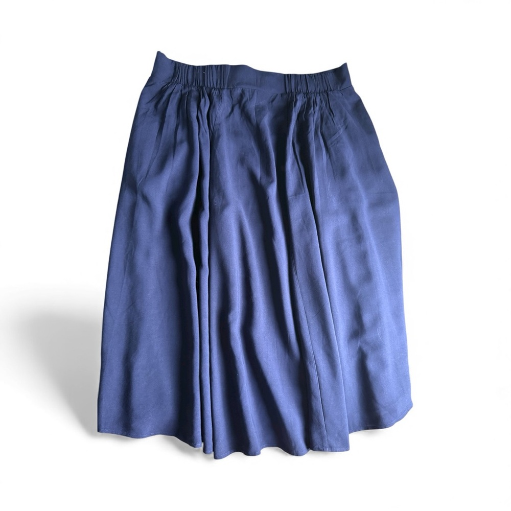 Torrid Navy Faux Button-Front Design Midi SkirtStretch waistband Preppy NWT SZ12 - Picture 2 of 5